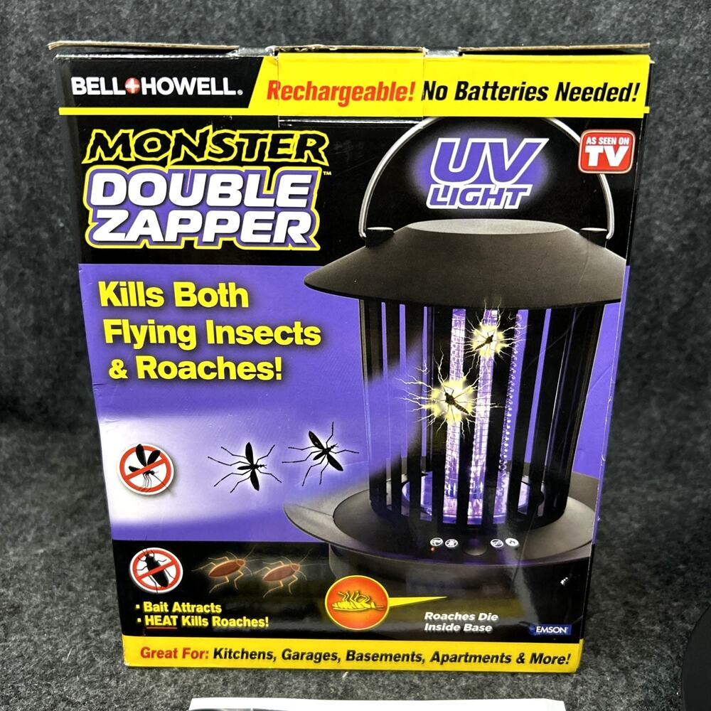NEW Monster Double Bug Zapper Killer USB Rechargeable Indoor Outdoor Open Box
